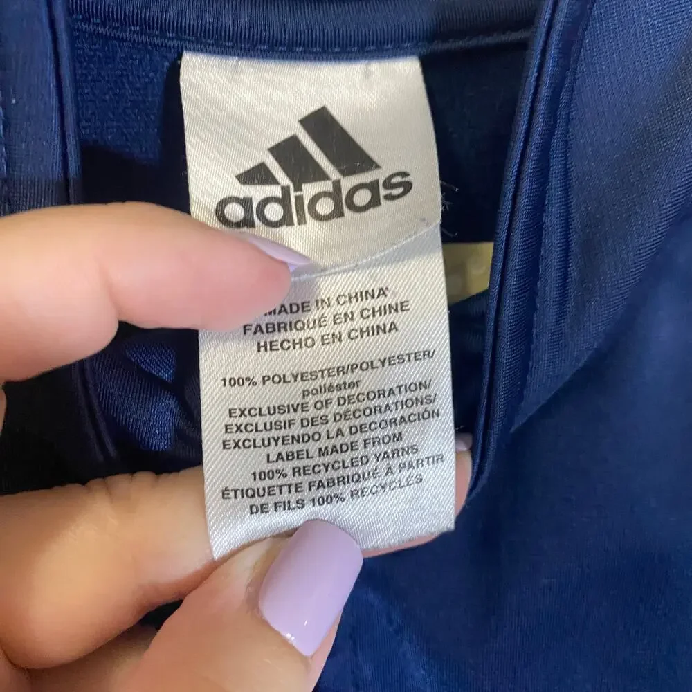 Adidas Kids Blue White Classic Track Jacket Lightweight Three Stripe Sleeve Sz 7